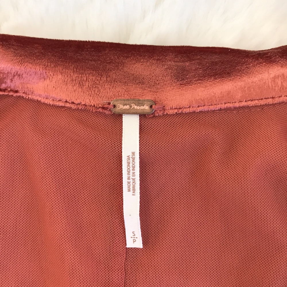 Free People Shayla Burnt Orange Velvet Mini Dress Terracotta Size Small - Picture 5 of 6